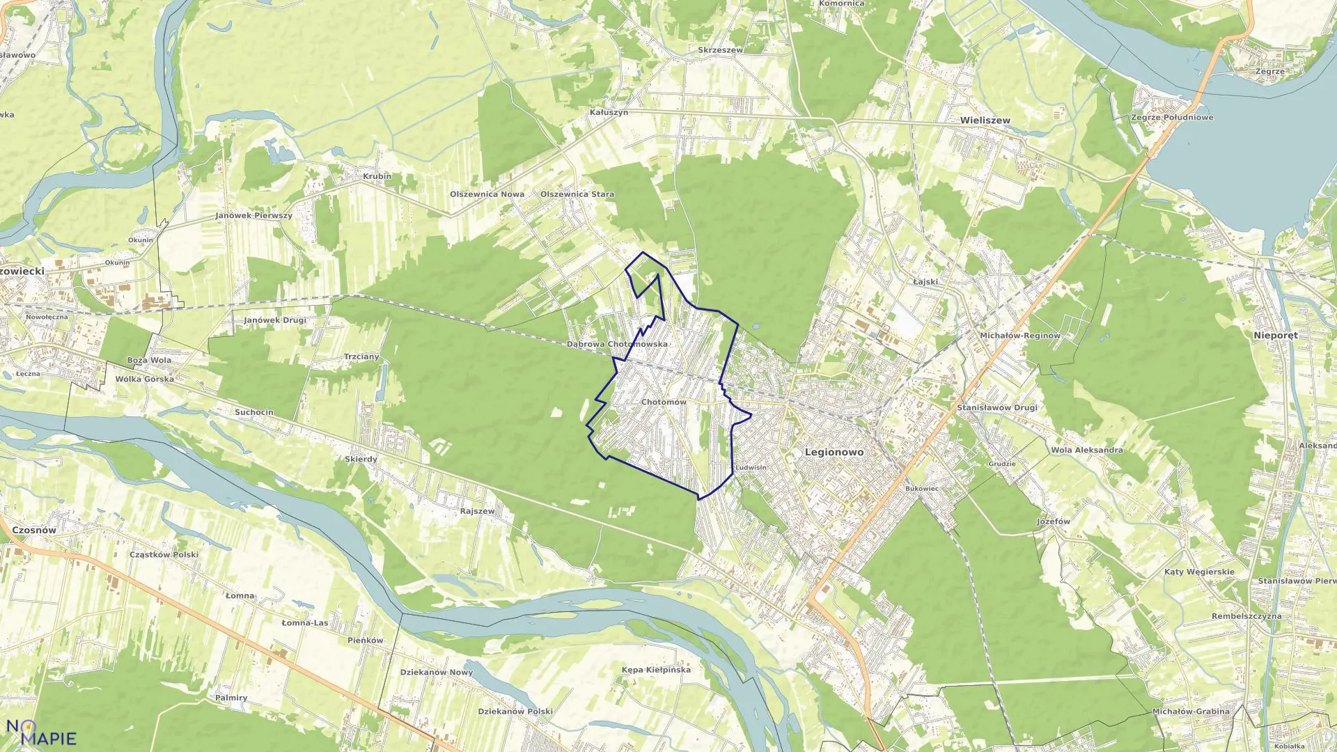 Mapa obrębu CHOTOMÓW w gminie Jabłonna