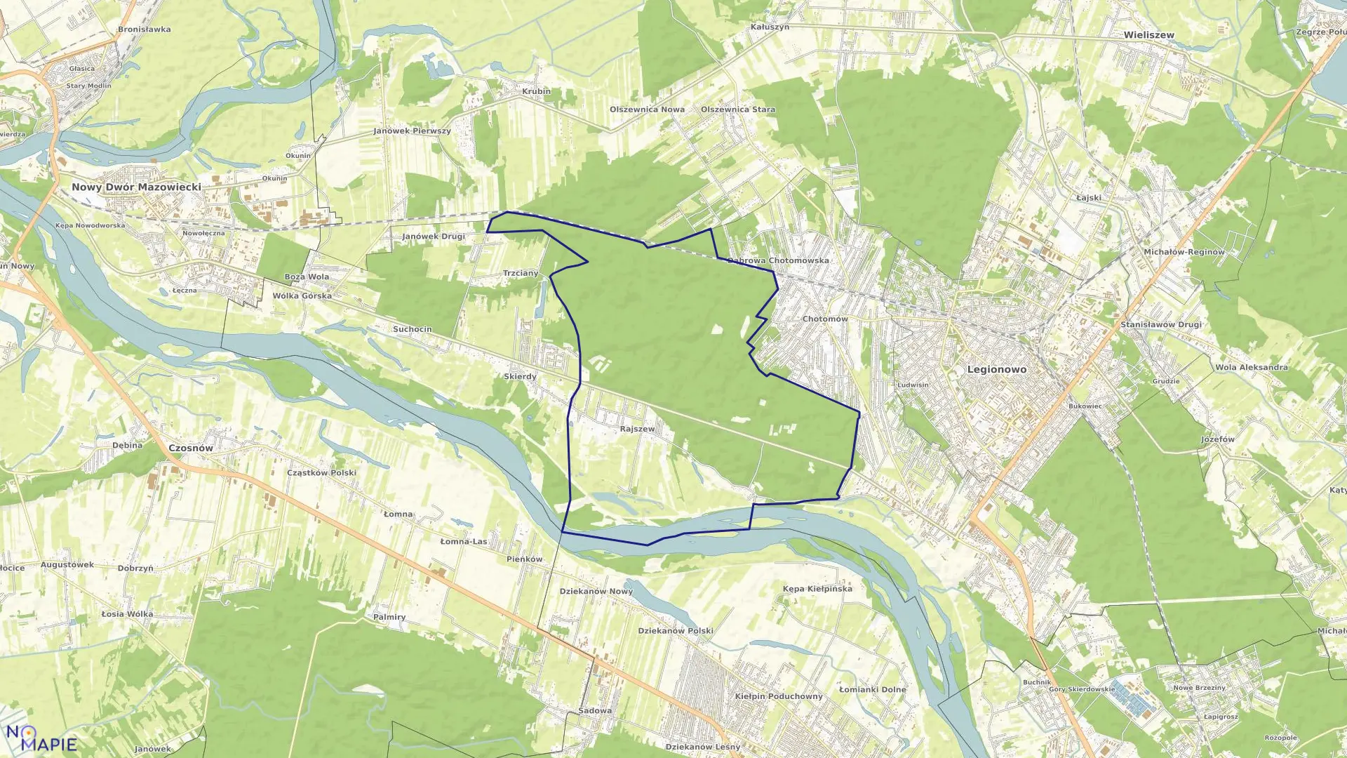 Mapa obrębu RAJSZEW w gminie Jabłonna