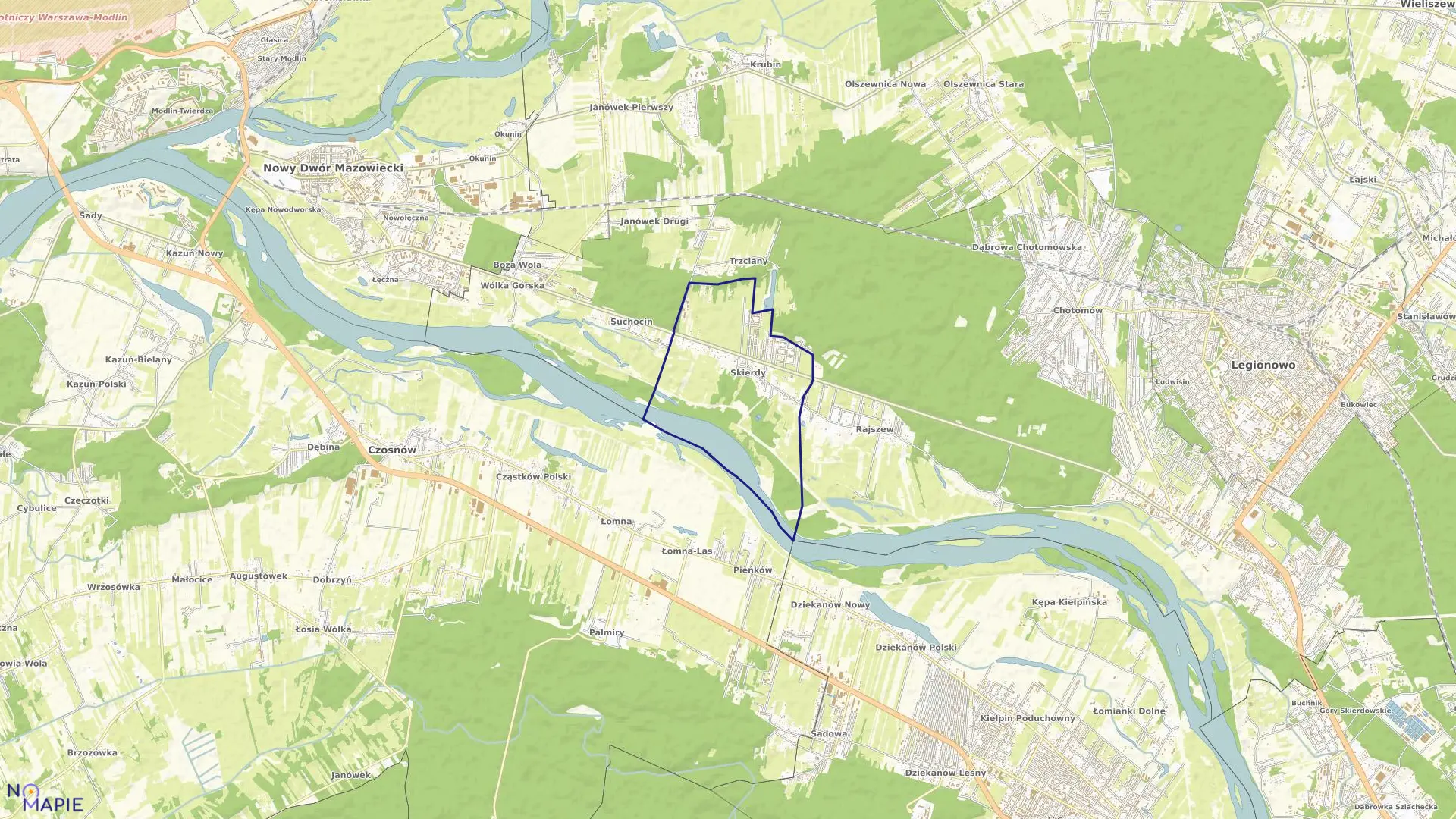 Mapa obrębu SKIERDY w gminie Jabłonna